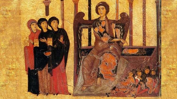 Mulheres portadoras de mirra no sepulcro de Cristo, 1200-1210