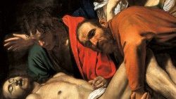 Michelangelo Merisi da Caravaggio, Uložení do hrobu (detail), Vatikánská muzea