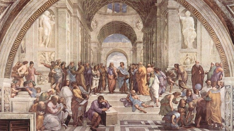 Rafaelova freska Atenska šola v Vatikanskih muzejih, kjer je slikar upodobil tudi svoj avtoportret