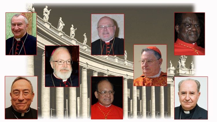 Septyni kardinolai patarėjai ir tarybos sekretorius