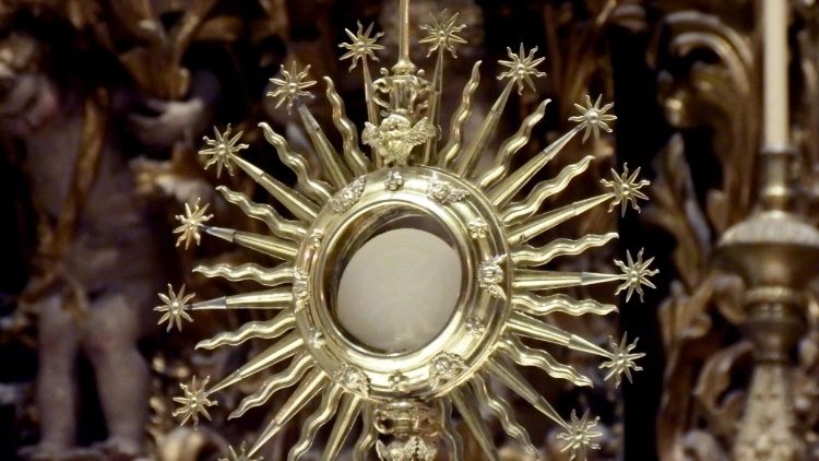 The Blessed Sacrament exposed in a monstrance