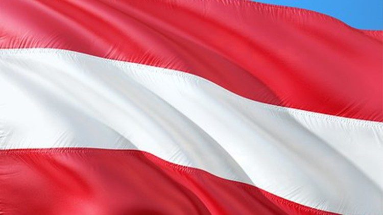 Detail einer Österreich-Flagge