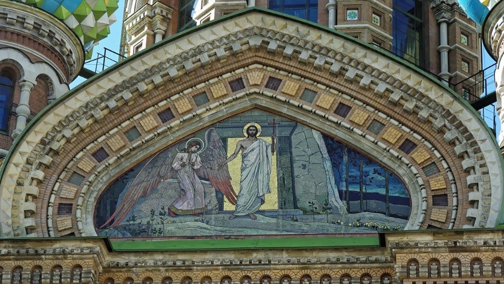 Cristo risorto immagine su chiesa ortodossa