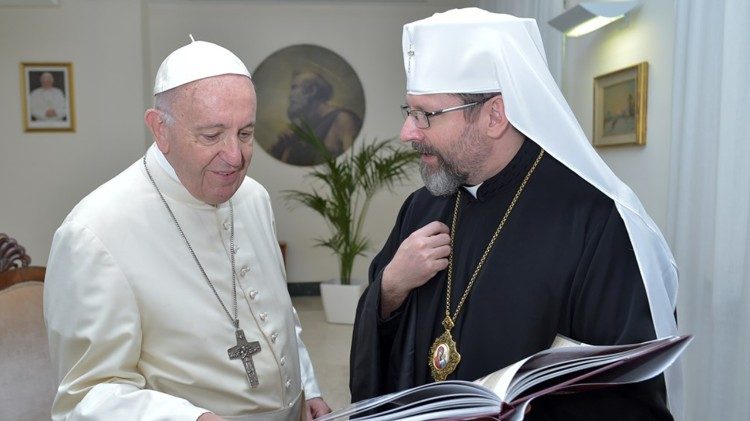 Popiežius ir arkivyskupas Sviatoslavas Ševchukas 2018 m.