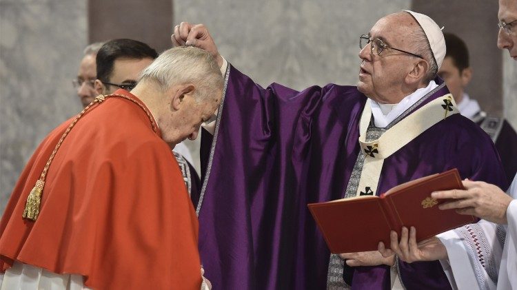 File photo of Pope Francis at Ash Wednesday liturgy in 2018
