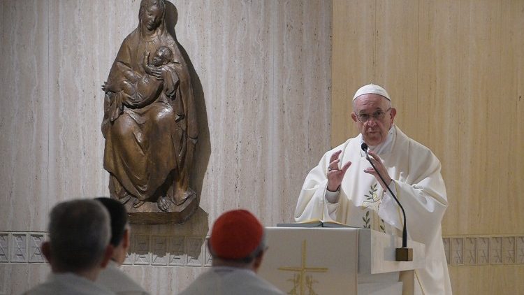 Pope Francis celebrating Mass at Casa Santa Marta in the Vatican on June 18, 2018. 