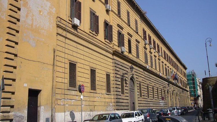 A street view of Rome's Regina Coeli prison where Pope Francis is celebrating the Mass of Our Lord's Supper on Thursday afternoon