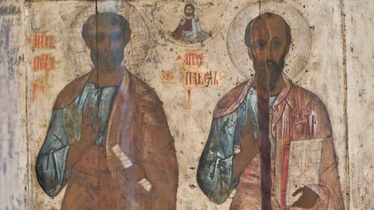 Sveta Peter in Pavel, ikona, Belozersk, XIII. stoletje.