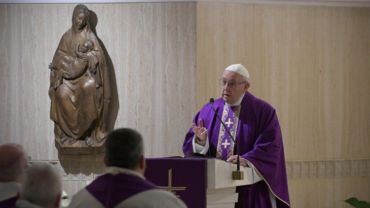 Pope Francis at Mass at the Vatican's Santa Marta chapel, 6 March, 2018.
