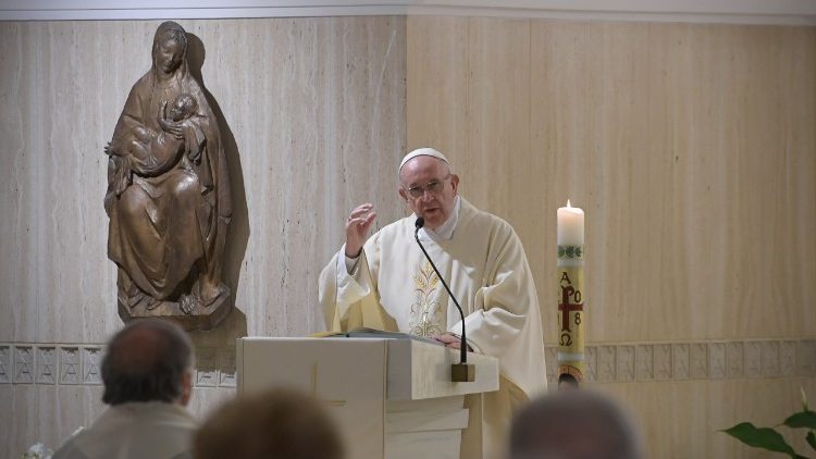 Påven predikar i Sankta Marta