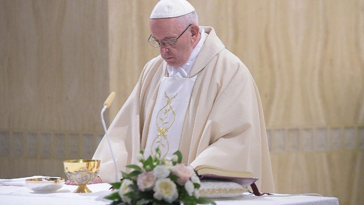 Le Pape célébrant la messe du 26 avril 2018 à la Maison Sainte-Marthe.