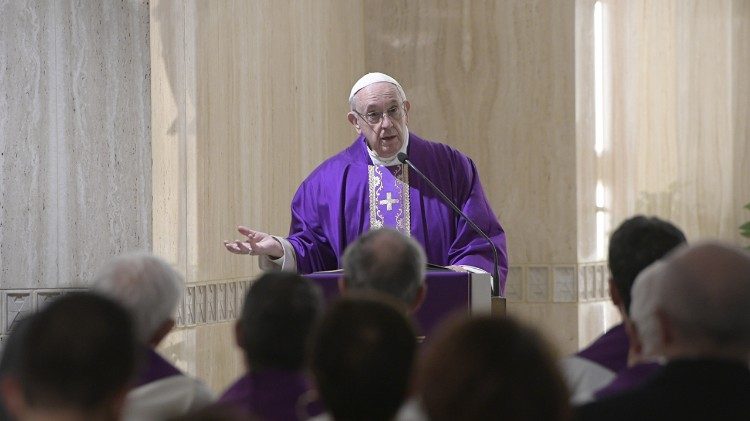 Le Pape lors de la messe du 6 mars 2018 à la Maison Sainte-Marthe.