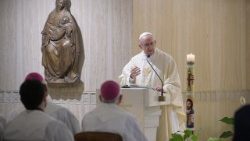 Pope Francis at Mass at Casa Sant Marta in the Vatican on May 8, 2018. 