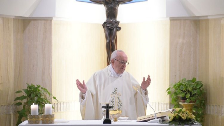 Pope Francis celebrates Mass at Casa Santa Marta