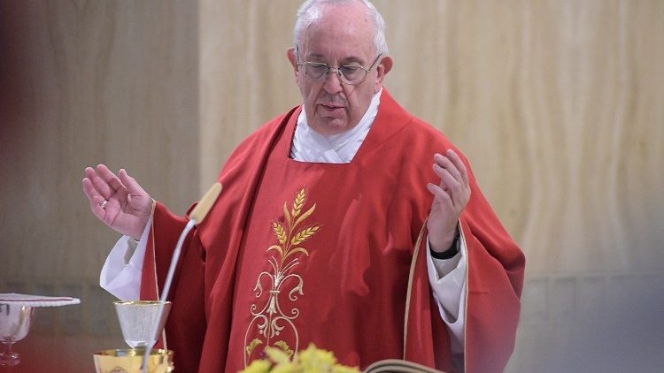 Pope Francis celebrates Mass at Casa Santa Marta