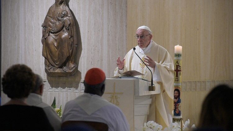 Pope celebrating Mass at Santa Marta in the Vatican, 30 April, 2018. 