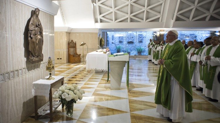 Pope Francis at Mass at the Casa Santa Marta