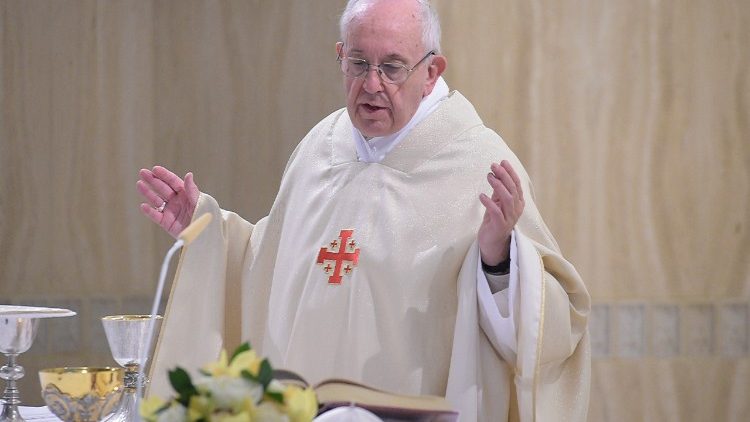 Pope Francis celebrates Mass at Casa Santa Marta