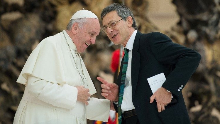 Dr Paolo Ruffini with Pope Francis (archive photo)