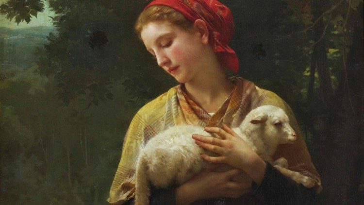 «De små lammene kan si hva de vil; innerst inne føler de nok at jeg holder av dem med en sann kjærlighet» («The Shepherdess» av Bouguereau)