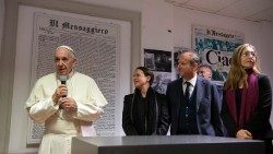 Popiežius „Il Messaggero” redakcijoje 2018 m.