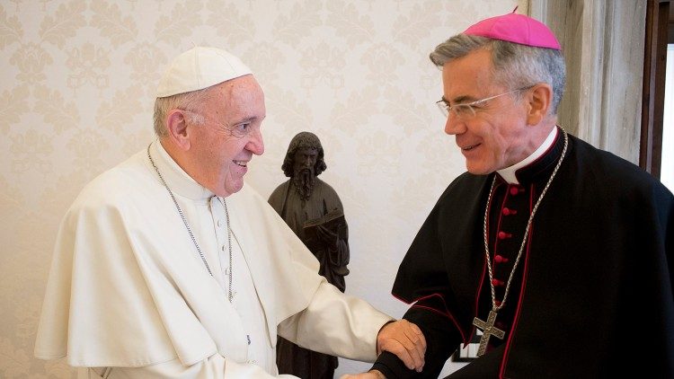 Pope Francis with Archbishop Charles John Brown, Apostolic Nuncio to the Philippines.