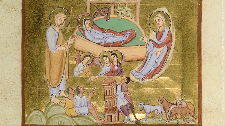Jėzaus gimimas. Otono III Evangelijų knyga. X amžius. 