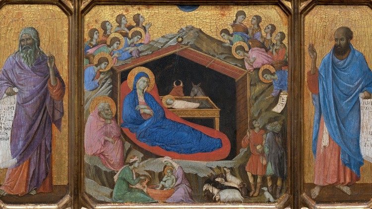Jesu fødsel, med profetene Jesaja og Esekiel (Duccio)