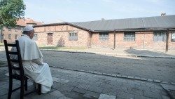 Le Pape se recueillant à Auschwitz en juillet 2016.