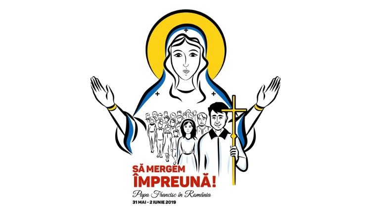 2019.01.11 Il logo del viaggio di papa Francesco in Romania: â€SÄƒ mergem Ã®mpreunÄƒâ€ - â€Camminiamo insieme!â€