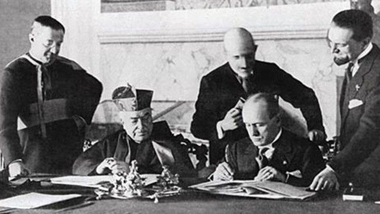 Die Unterzeichnung der Lateranverträge im Lateranspalast, 11. Februar 1929