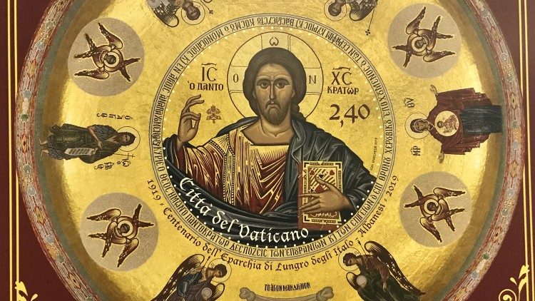 2019.02.19 Donato Oliverio, Eparchia di Lungro, cattolici orientali, francobollo Cristo Pantocratore