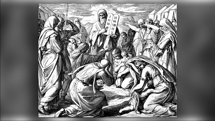Moses med de ti bud på Sinai-fjellet