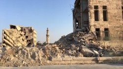 2021.03.14. Uharibifu wa mji wa Siria katika vita ambavyo vimedumu sasa miaka kumi. 