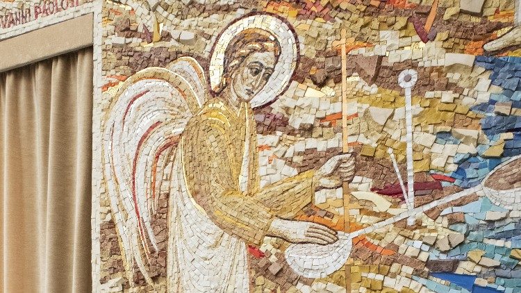 Detail mozaiky od Marka Rupnika SJ v Pápežskej kaplnke Redemptoris Mater