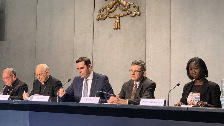 Laphidil Oppong Twumasi (far right) during the press briefing to present the Pope's Apostolic Exhortation "Christ is alive"