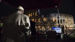 Pope Francis at the Way of the Cross at Rome's Colosseum in 2018