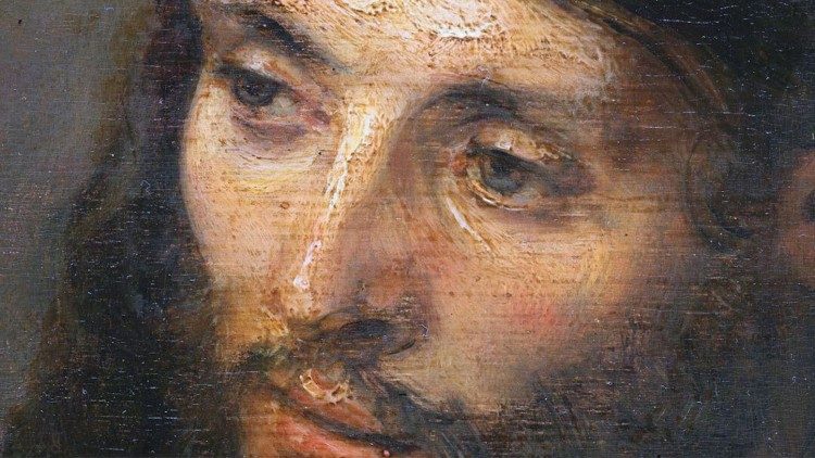 Detalj av «Kristi hode» av Rembrandt