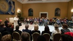 2019 archive photo of Pope Francis meeting with those with Alzheimer's from a home for elderly in Belgium