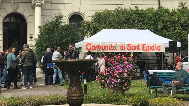 File photo of a lunch for the poor organized by Sant'Egidio at the Irish College in Rome