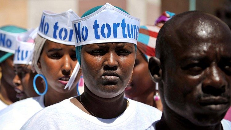 Protest against torture against torture in front of the central jail of Mogdishu, Somalia.