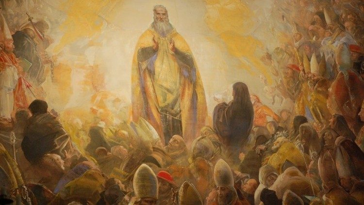 Sv. Benedikt - nástenná maľba v Opátstve Montecassino