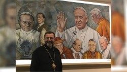 Großerzbischof Swjatoslaw Schewtschuk bei einem Besuch bei Radio Vatikan