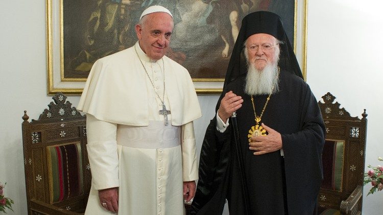 Papa Francesco e Bartolomeo Patriarca Ecumenico di Costantinopoli durante il Viaggio apostolico in Terrasanta 