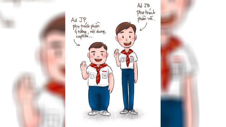 Chân dung béo và gầy của hai sáng lập viên Giáo lý Sketching