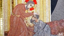 Mosaic of Jesus healing a leper, by Fr Marko Rupnik, SJ