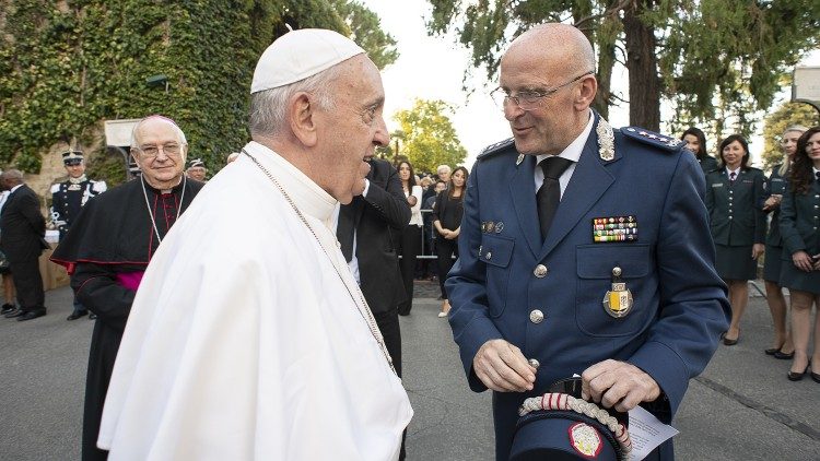 Pope Francis and Domenico Giani.