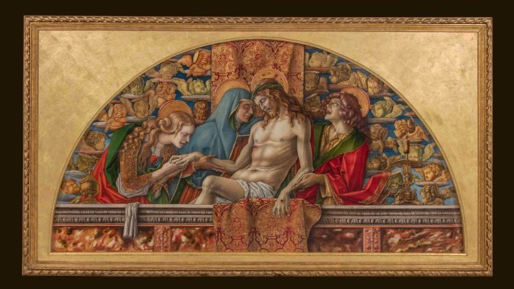 Carlo Crivelli (1435-1494) , Pietà, tempera su tavola, cm 105 x 205,© Musei Vaticani