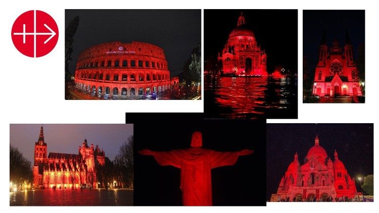 V okviru rdeče srede se glavne verske, državne in kulturne zgradbe osvetlijo z rdečo barvo