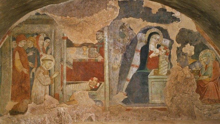 Prakartėlė. Freska Greccio vienuolyne